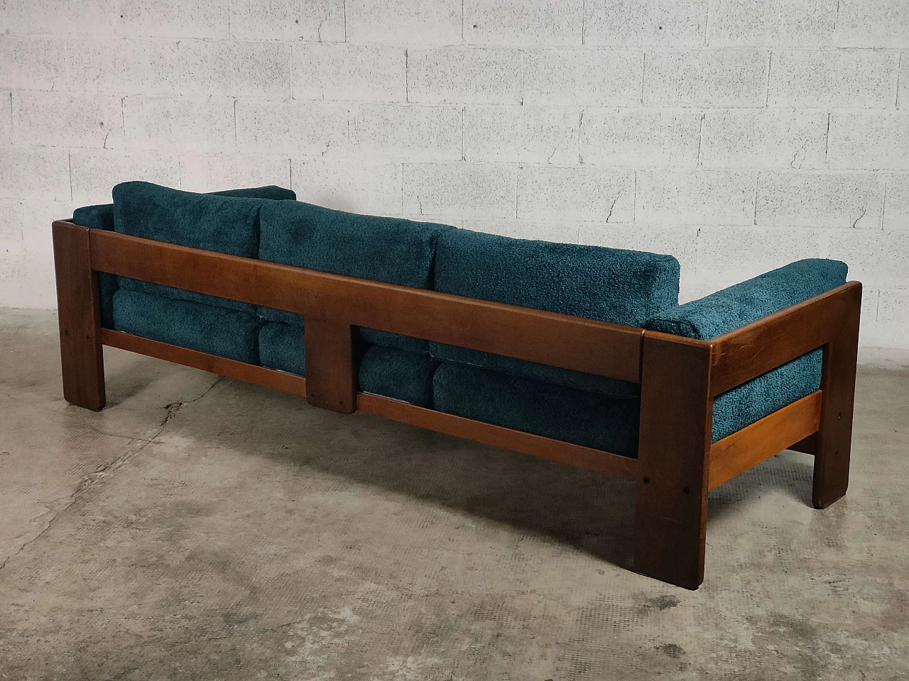 Bastiano three-seater sofa in blue bouclé by Afra & Tobia Scarpa for Gavina, 1970s 12