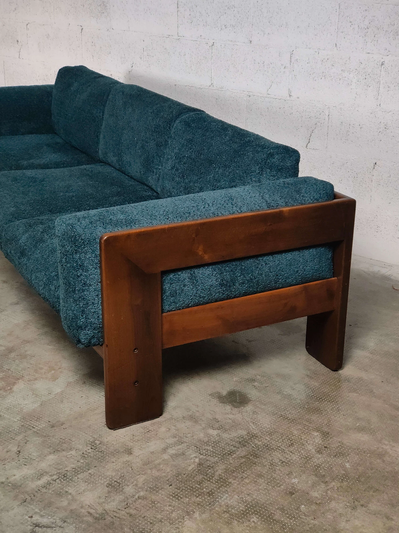Bastiano three-seater sofa in blue bouclé by Afra & Tobia Scarpa for Gavina, 1970s 21