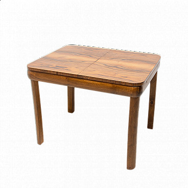 Art Deco walnut veneered extendable table, 1940s