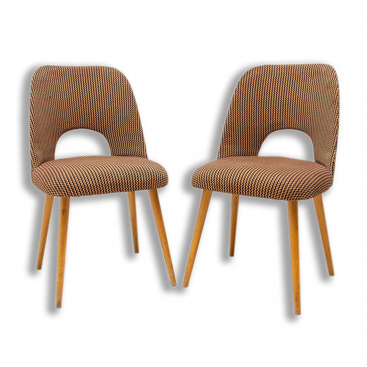 Pair of upholstered bentwood chairs by Radomír Hofman for Ton, 1960s 1