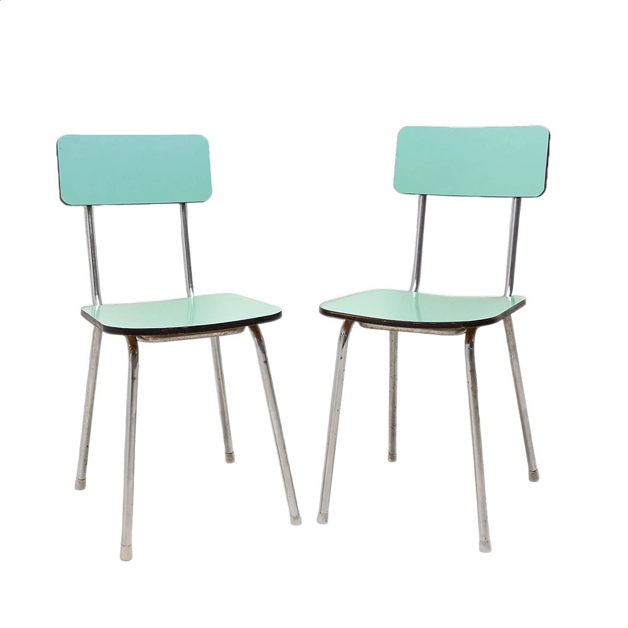 Pair of chromed metal and formica chairs, 1960s 20