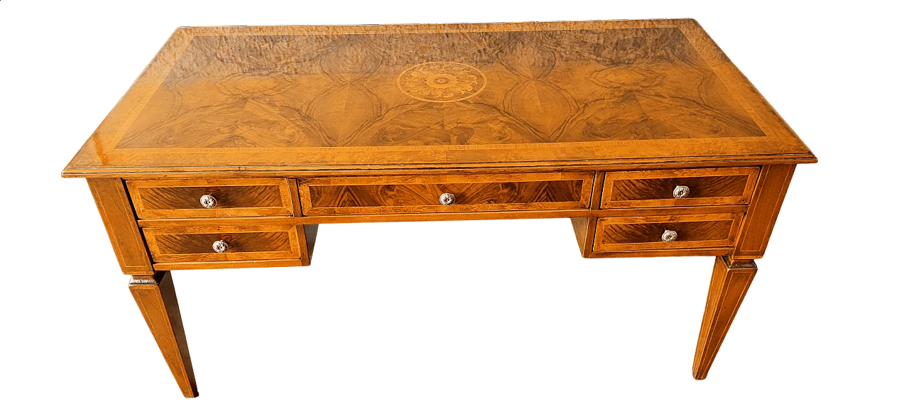 Scrivania stile Luigi XVI in radica di noce, inizio '900 7