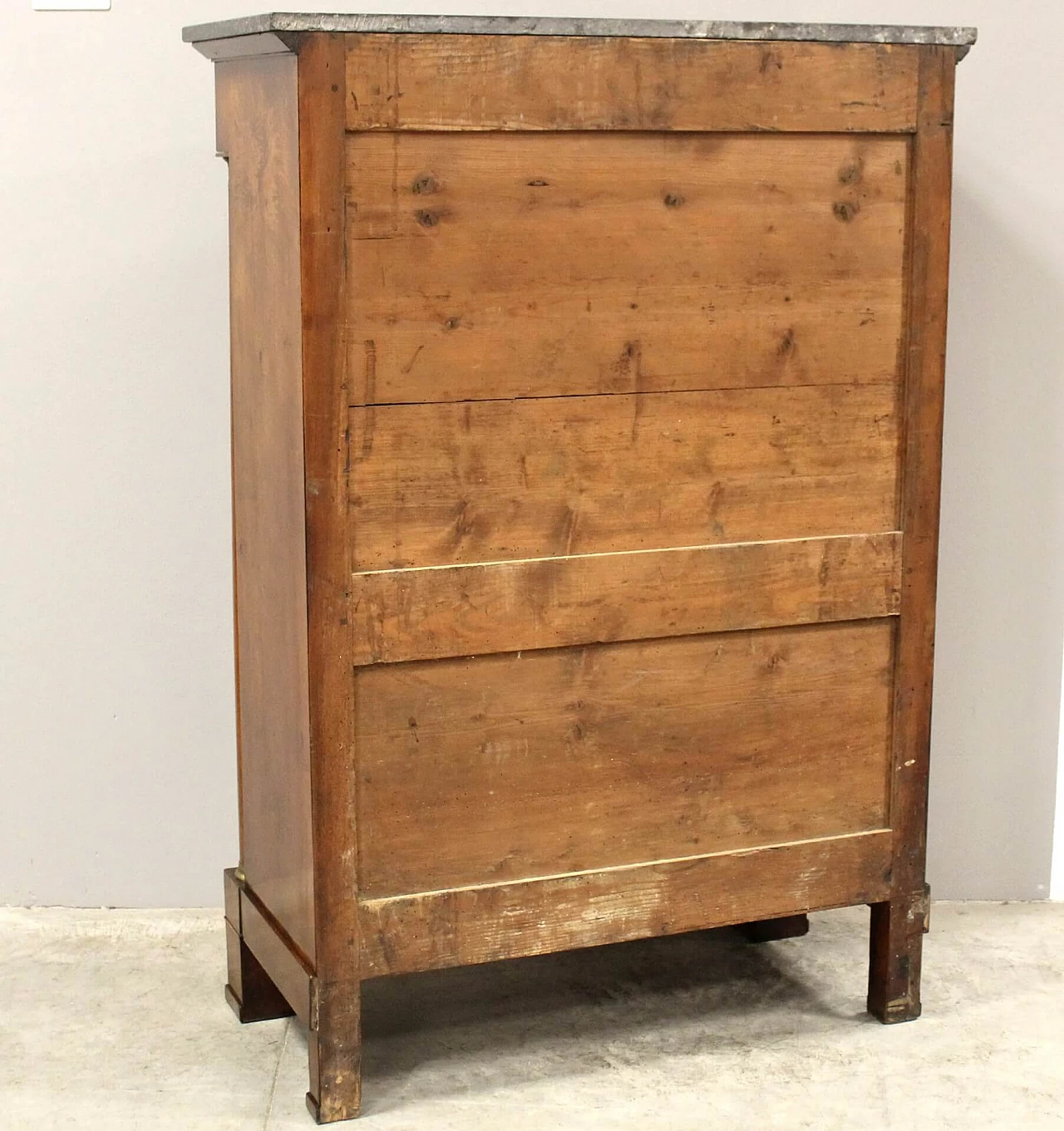 Empire walnut secretaire with black Belgian marble top, 19th century 2