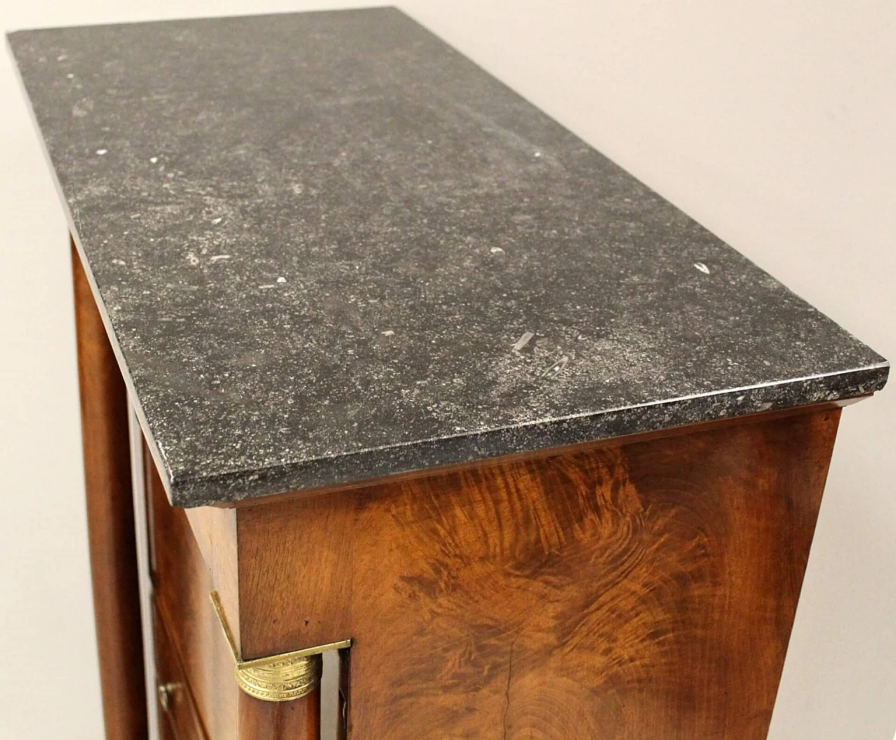 Empire walnut secretaire with black Belgian marble top, 19th century 10