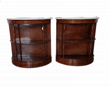 Pair of mahogany consoles with marble top, early 20th century