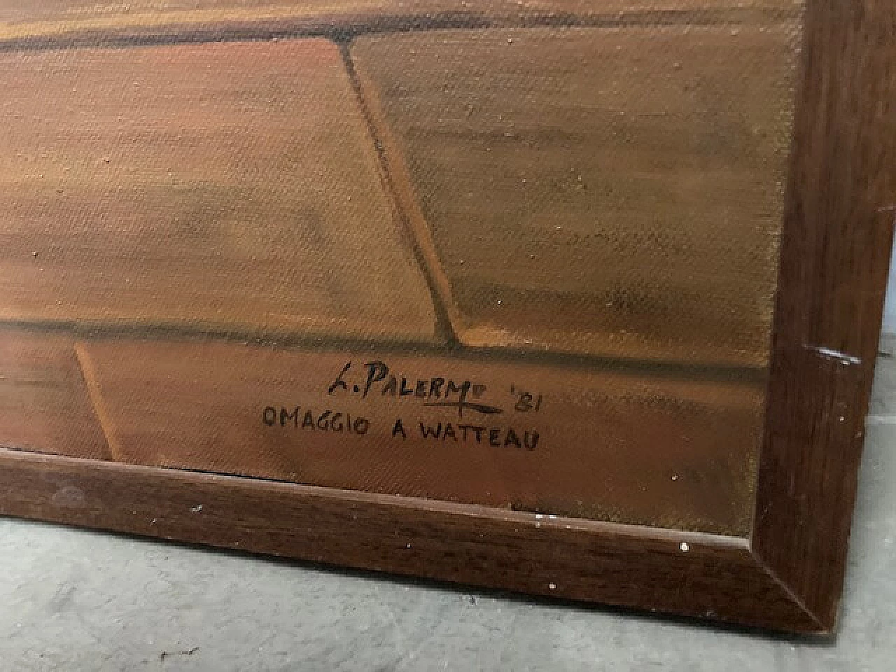 L. Palermo, Omaggio a Watteau, dipinto a olio su tela, 1981 8