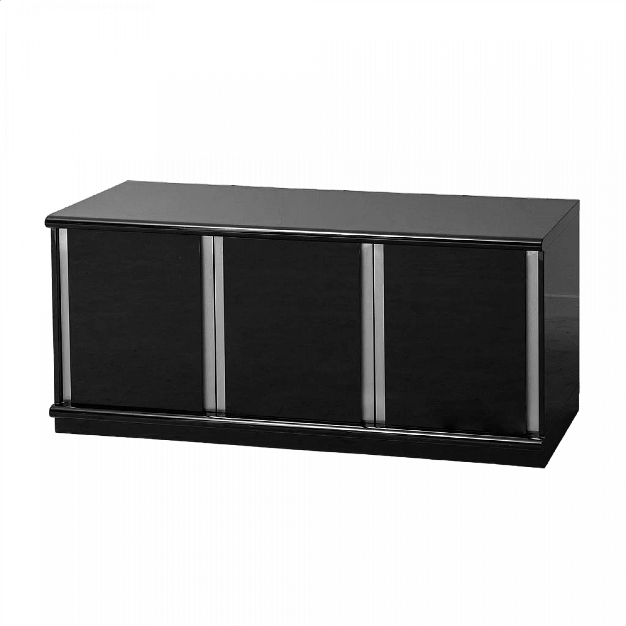 Credenza in legno laccato nero e metallo di Cidue, anni '70 8