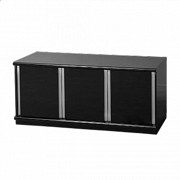 Black lacquered wood and metal sideboard by Cidue, 1970s