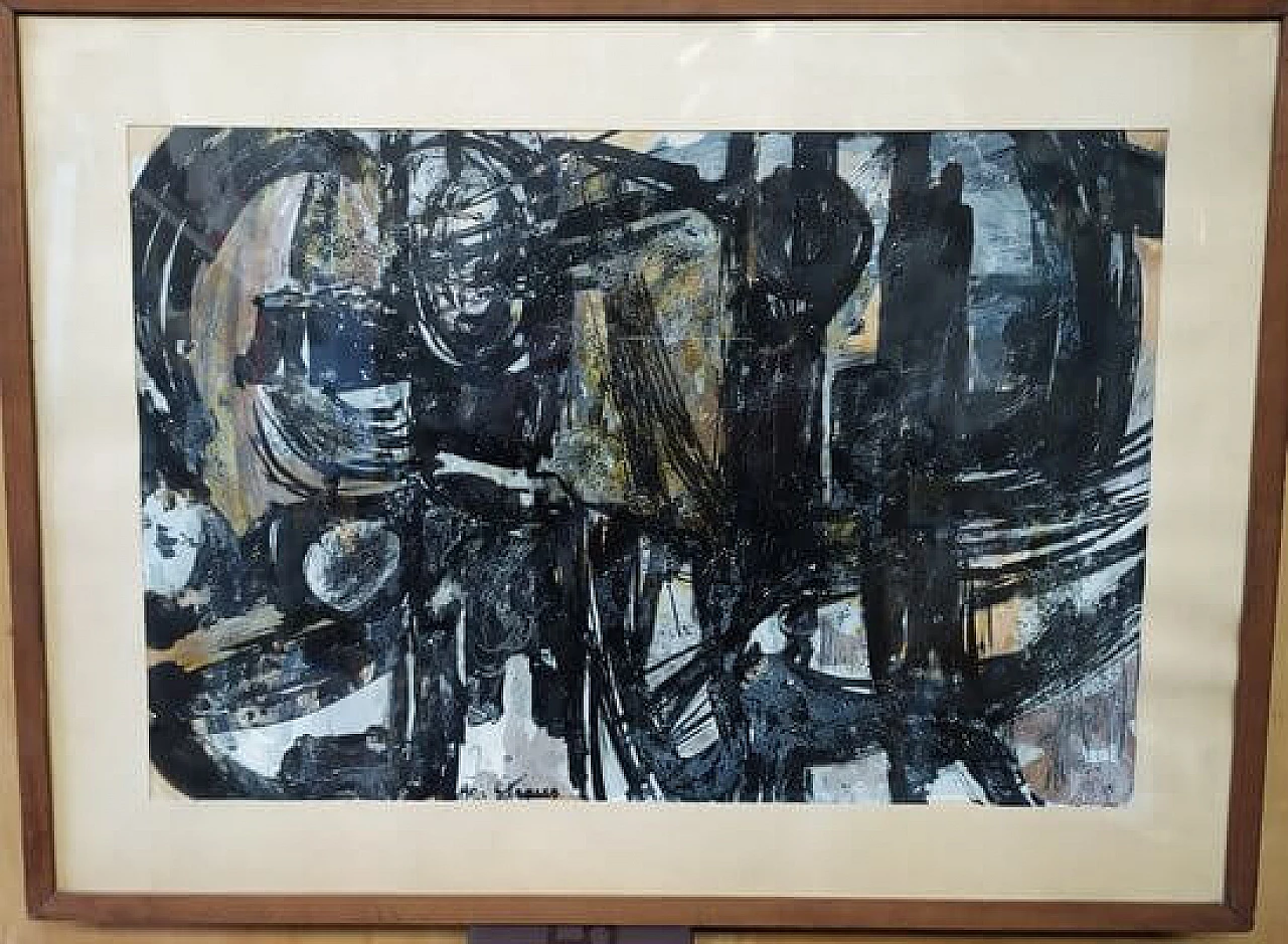 Agi Straus, abstract composition, gouache painting on paper, 1962 1