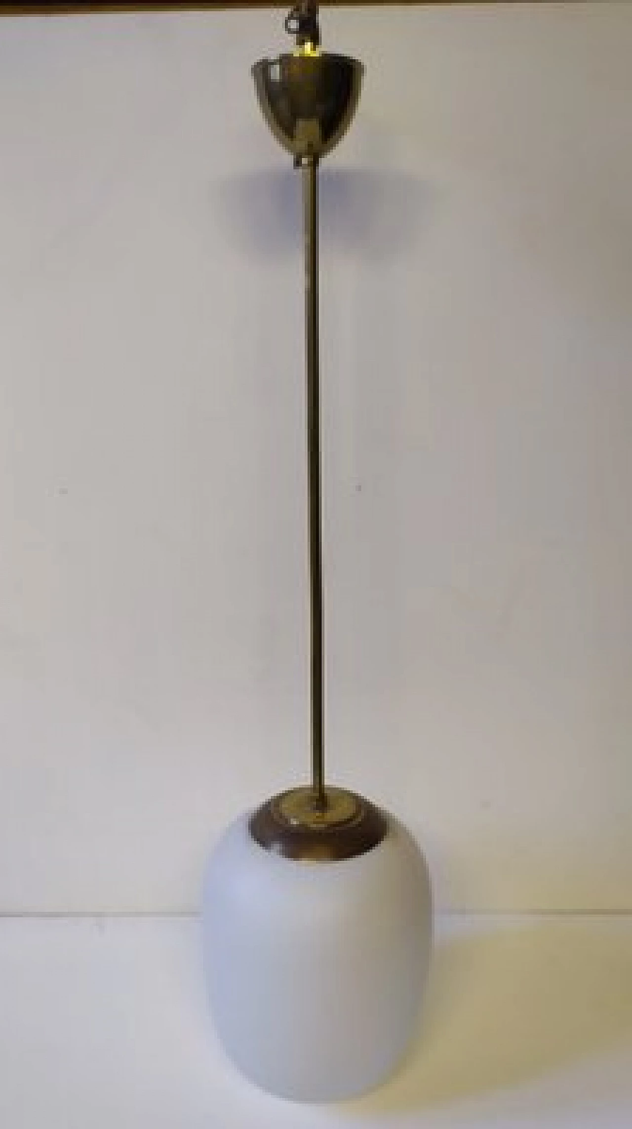 Glass and brass hanging lamp by Stilnovo, 1950s 1