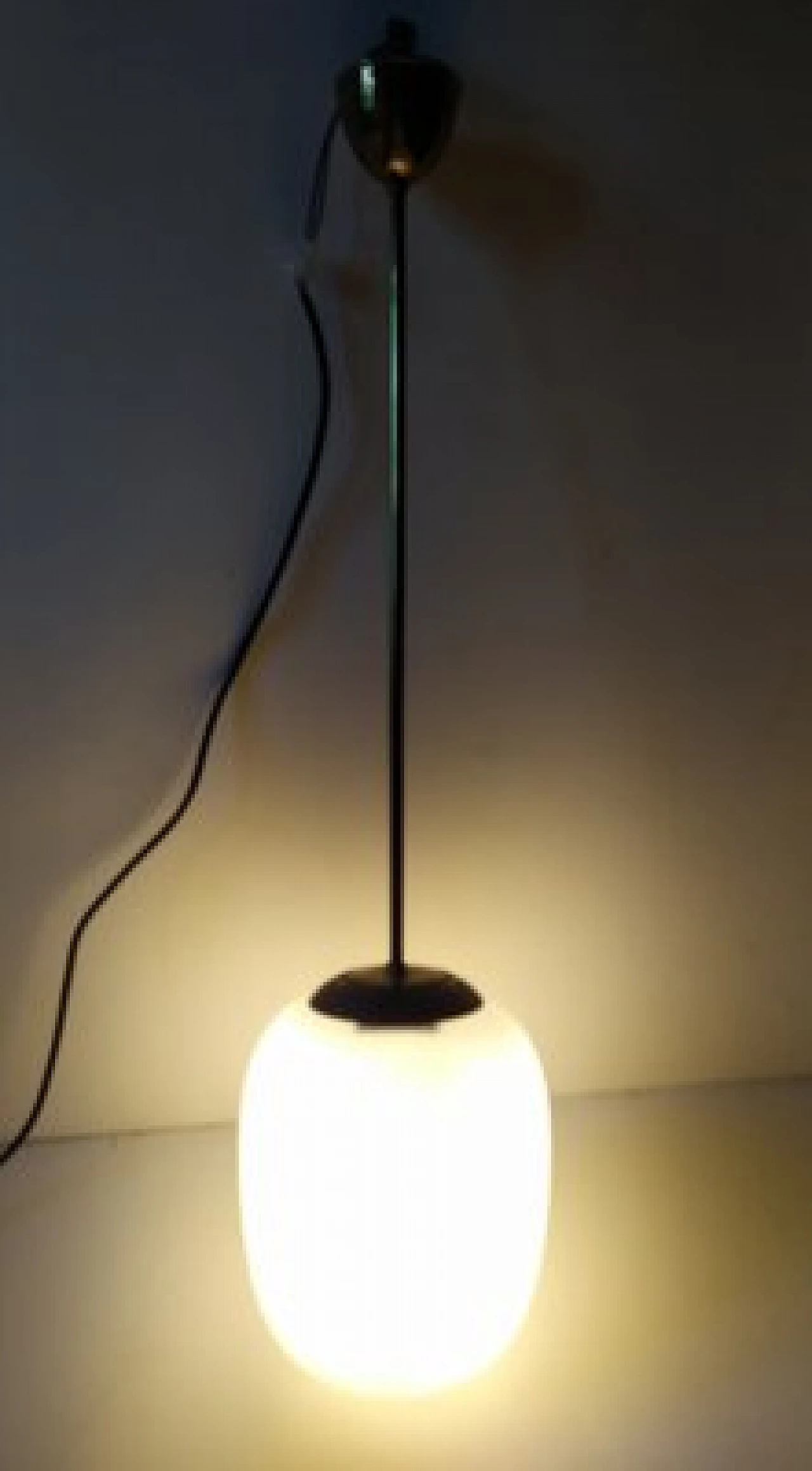 Glass and brass hanging lamp by Stilnovo, 1950s 5