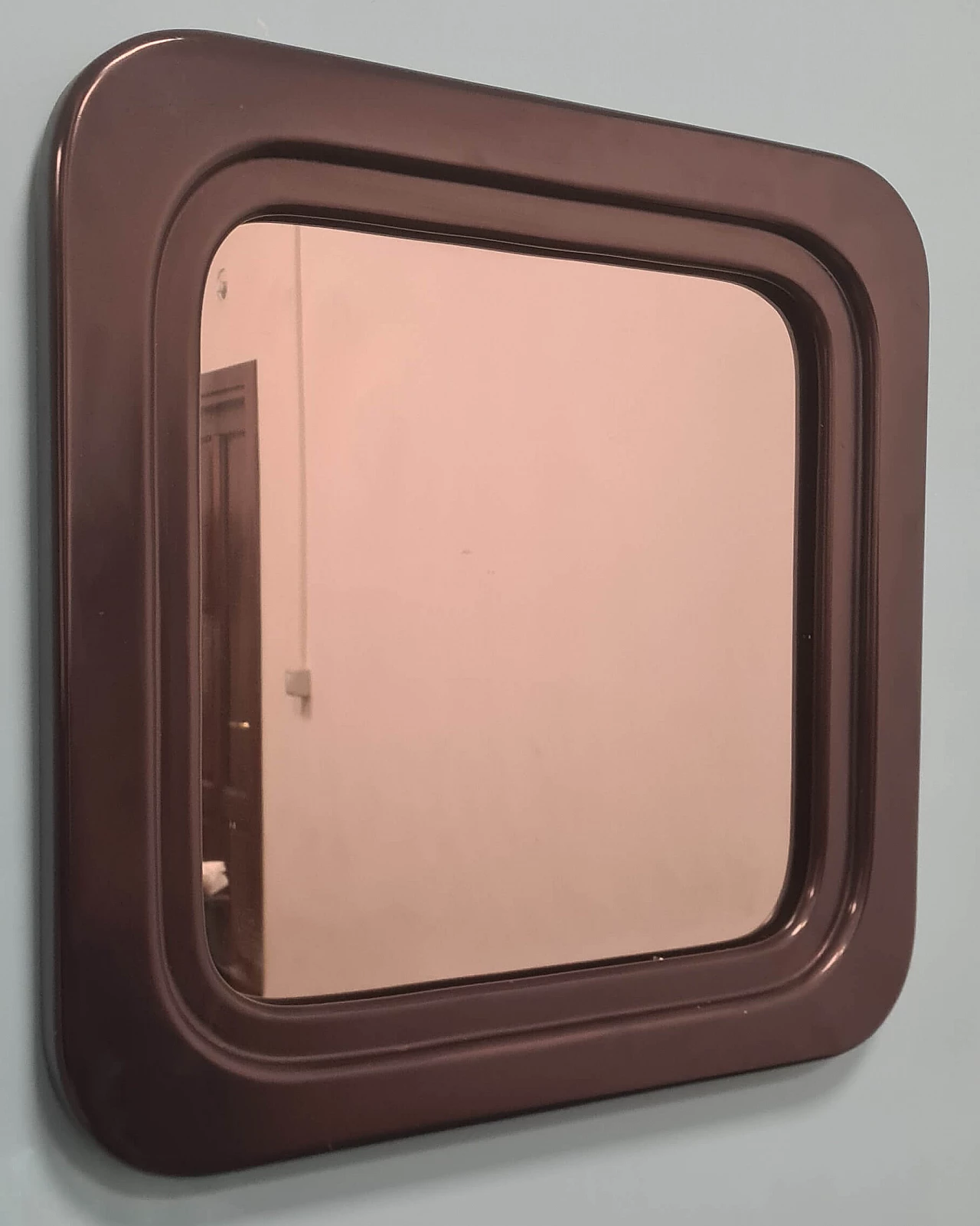 Specchio quadrato in legno laccato nero di Luigi Sormani, anni '70 1