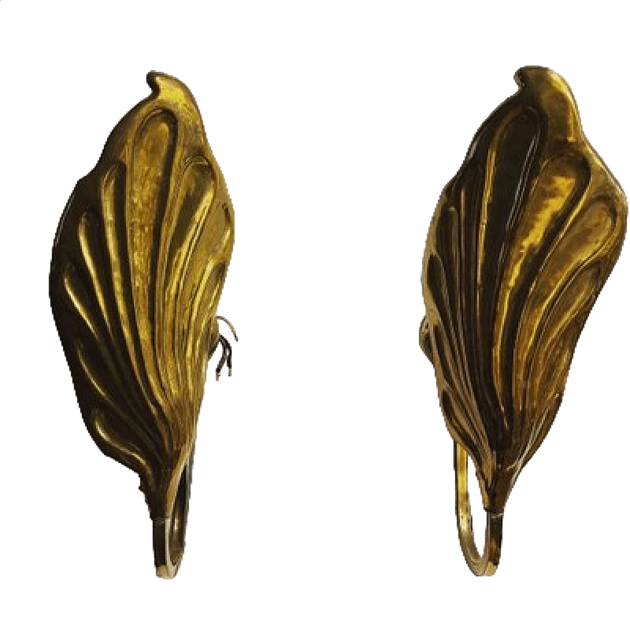 Pair of brass wall sconces attributed to Tommaso Barbi for Bottega Gadda, 1970s 7