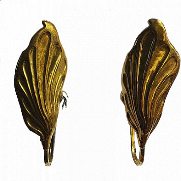 Pair of brass wall sconces attributed to Tommaso Barbi for Bottega Gadda, 1970s