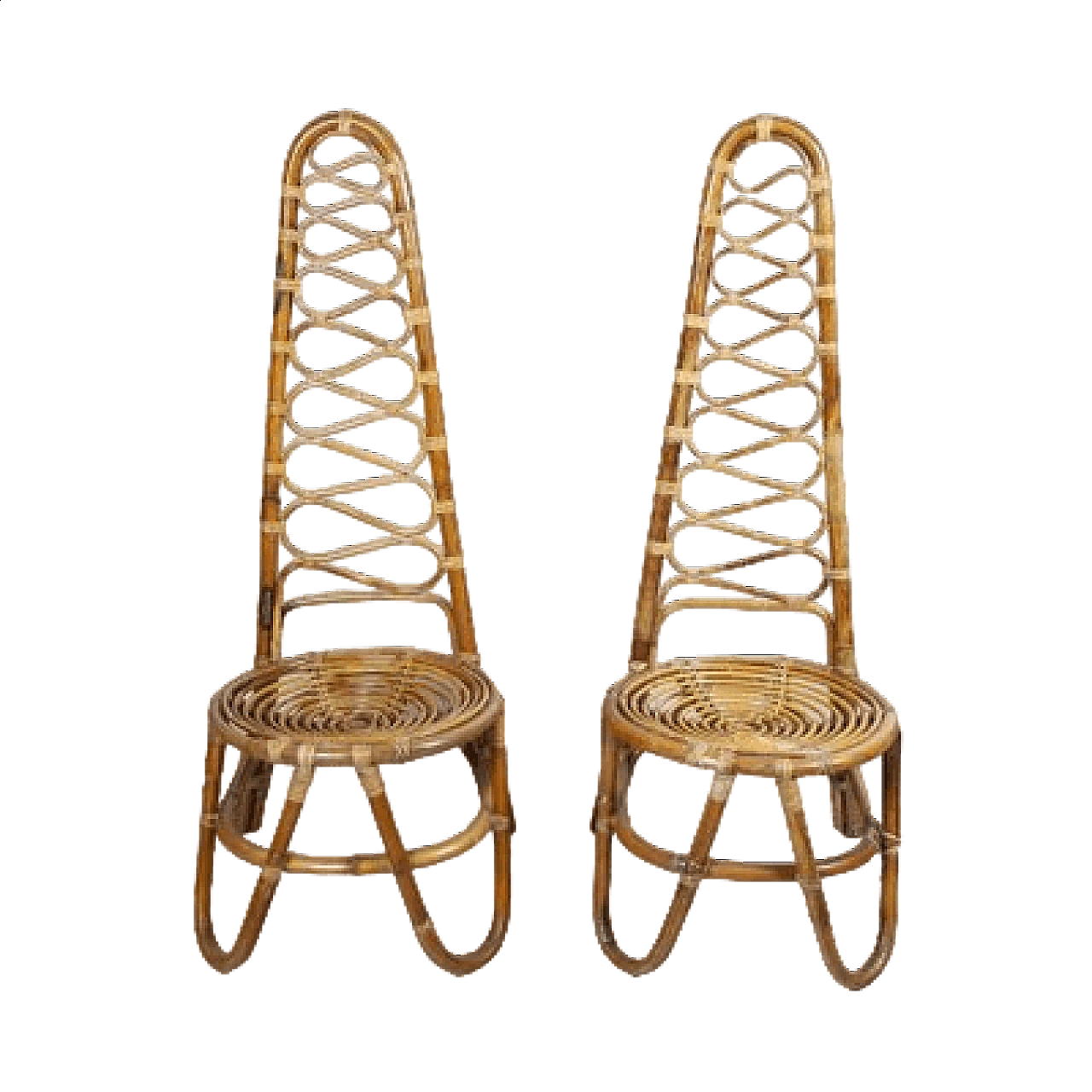 Pair of bamboo chairs in the style of Vittorio Bonacina, 1960s 7