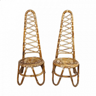 Pair of bamboo chairs in the style of Vittorio Bonacina, 1960s