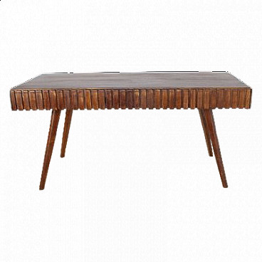 Inlaid and worked wooden table attributed to Paolo Buffa, 1950s