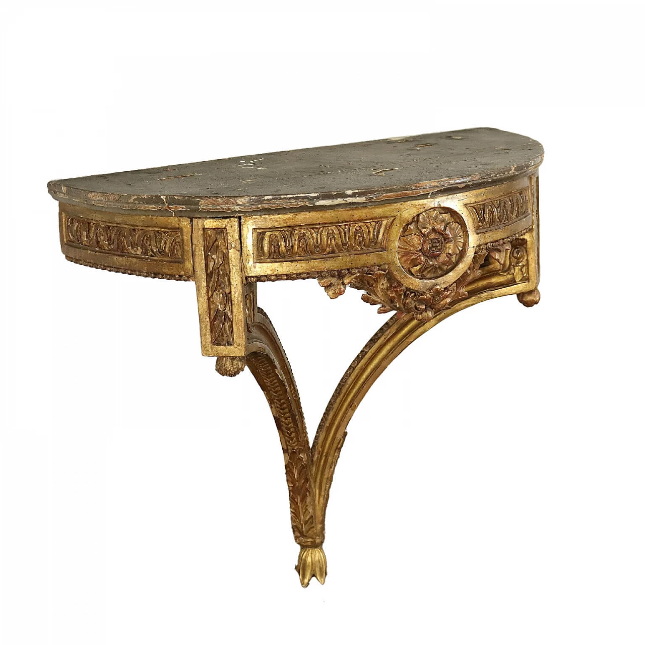 Neoclassical drop console table in gilt wood, 1700s 1