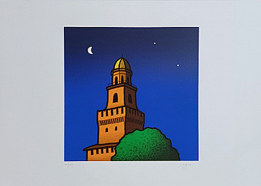 Tino Stefanoni, Sforza Castle, color screen print, 1990s