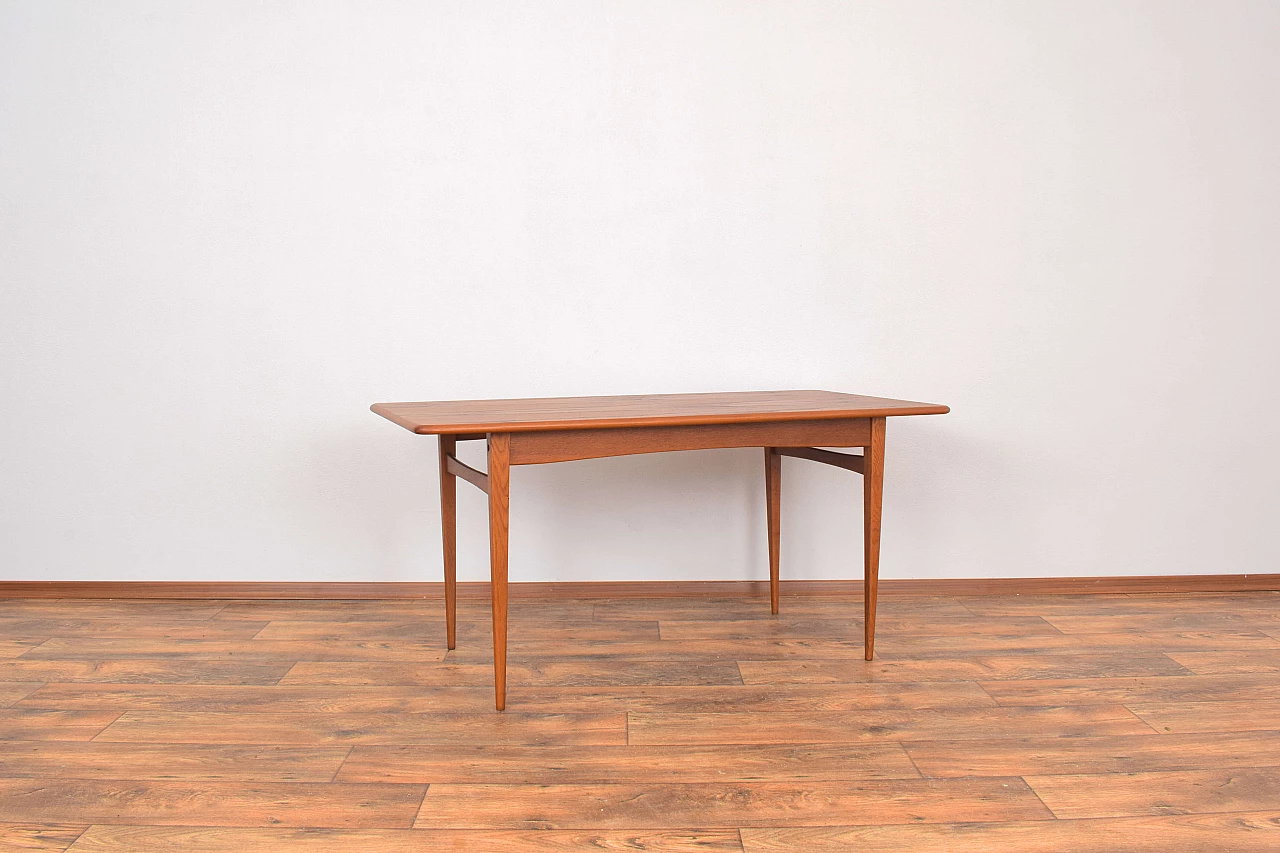 Danish coffee table with solid ash legs and teak top, 1960s 2