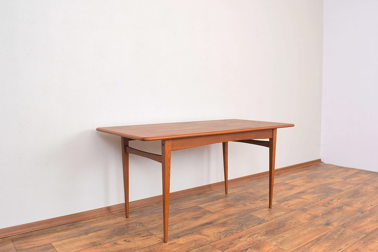Danish coffee table with solid ash legs and teak top, 1960s 4