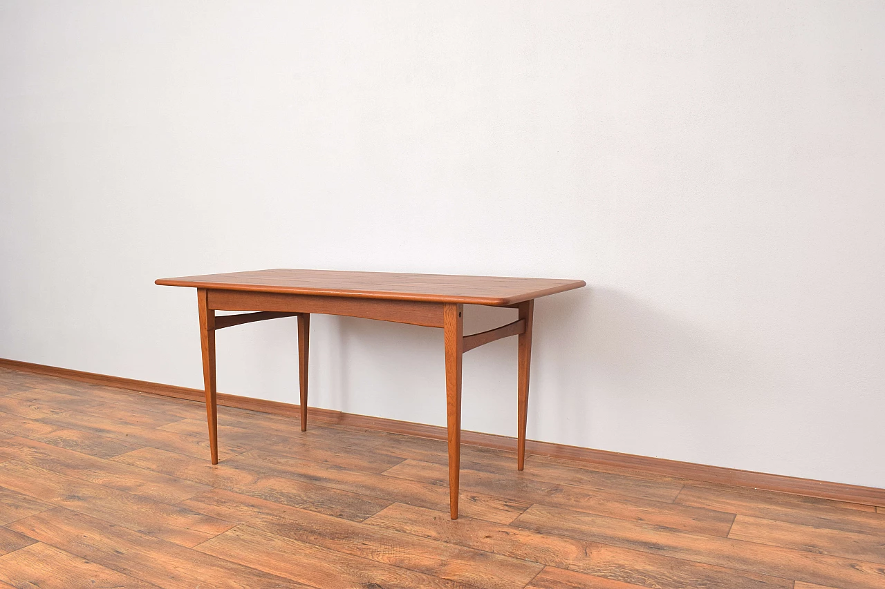 Danish coffee table with solid ash legs and teak top, 1960s 5