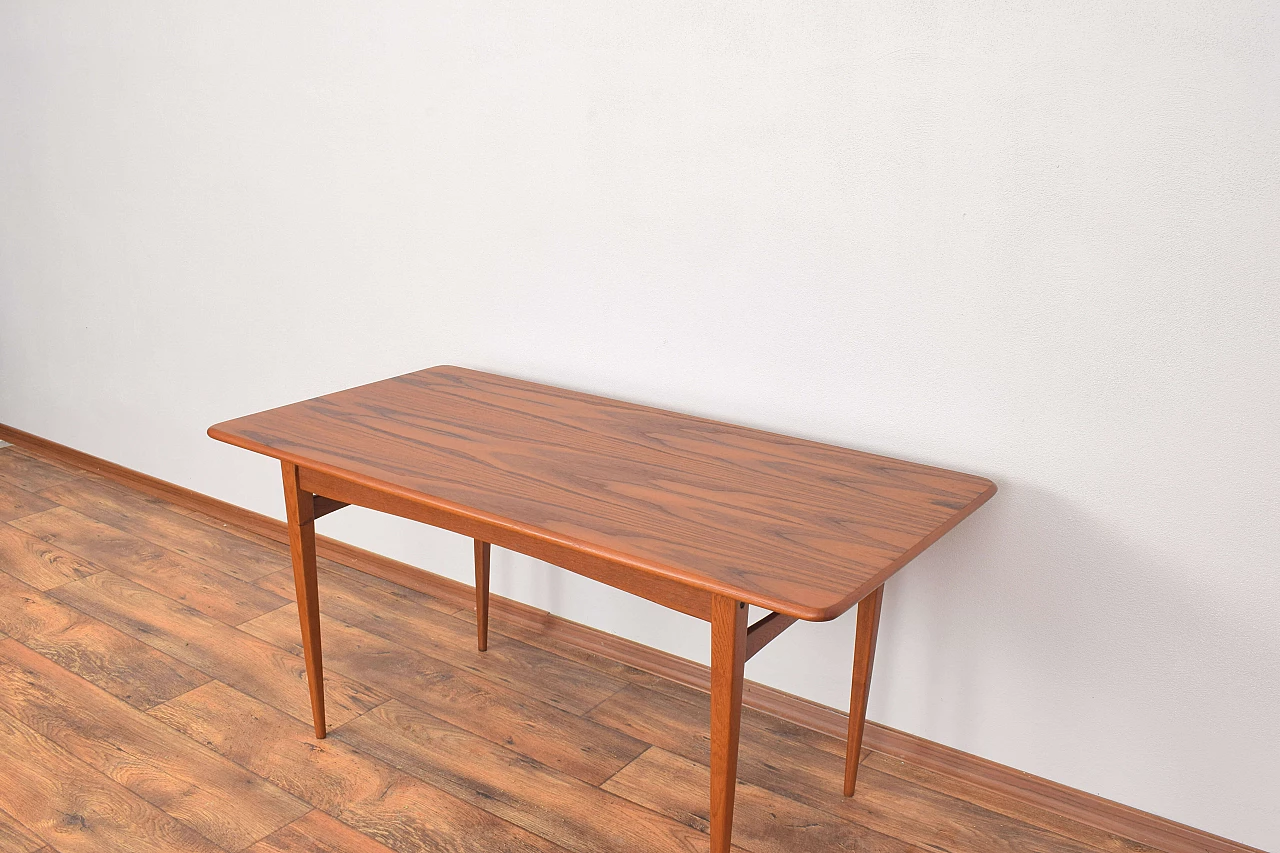 Danish coffee table with solid ash legs and teak top, 1960s 6