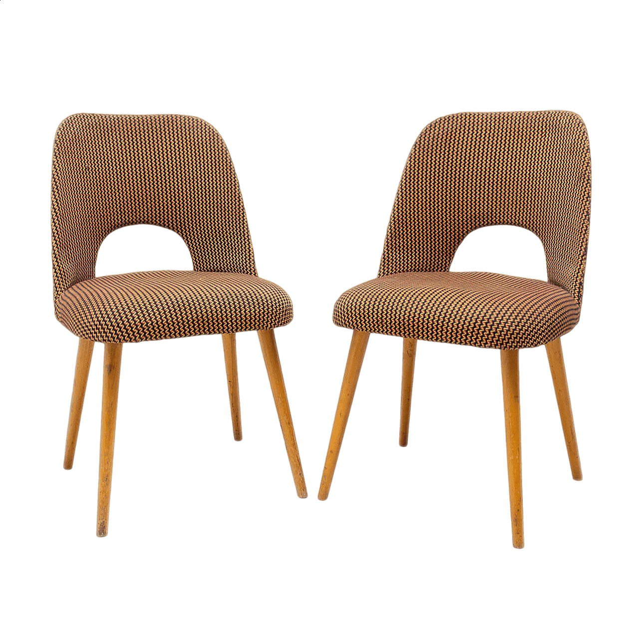 Coppia di sedie imbottite in legno curvato di Radomír Hofman per Ton, anni '60 19