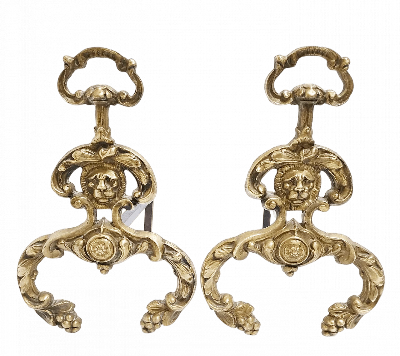 Pair of Renaissance-style chimney andirons, late 19th century 6