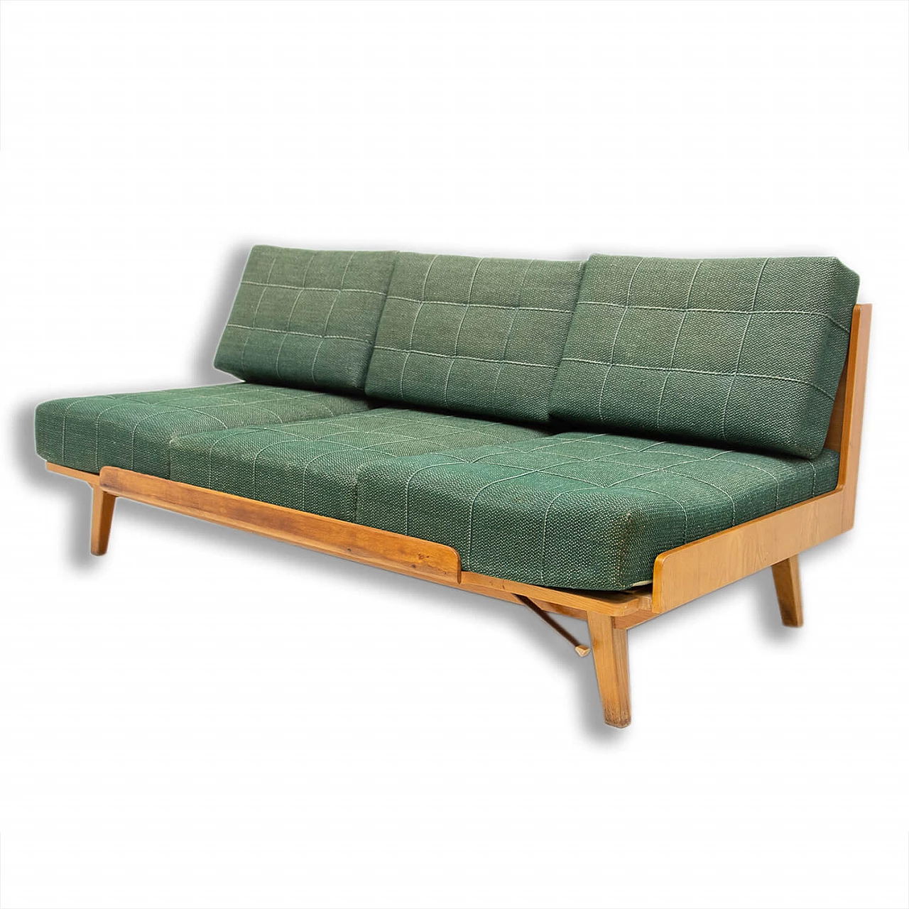 Folding beech sofa bed by Drevotvar, 1970s 1