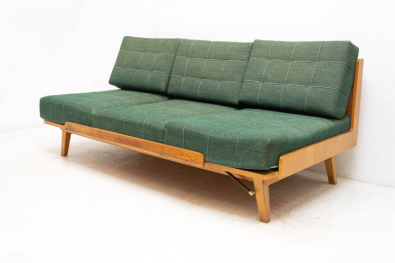 Folding beech sofa bed by Drevotvar, 1970s 2