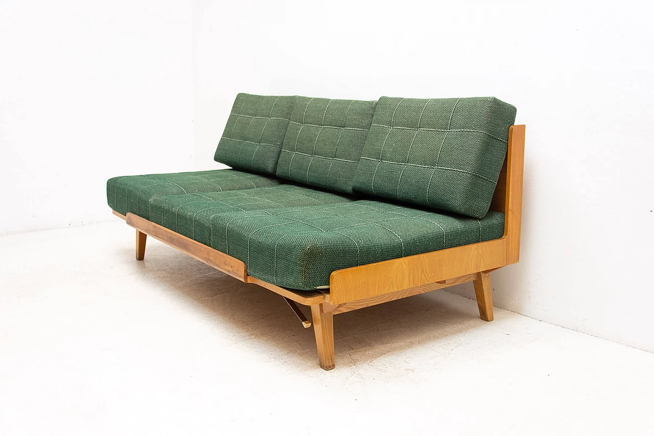 Folding beech sofa bed by Drevotvar, 1970s 4