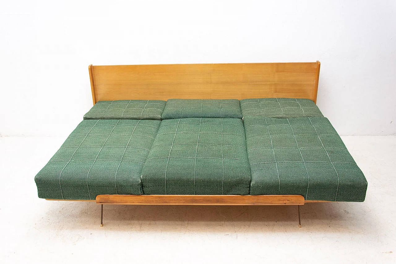 Folding beech sofa bed by Drevotvar, 1970s 9
