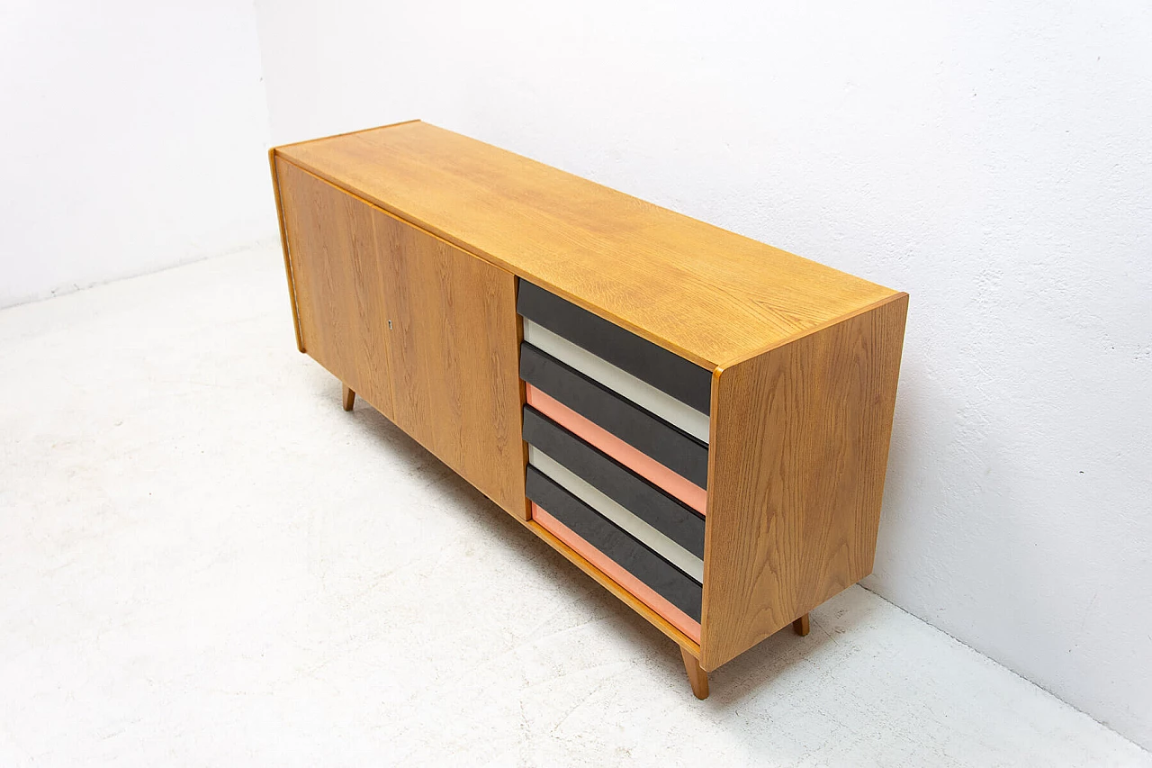 U-460 beech sideboard with coloured drawers by Jirí Jiroutek for Interiér Praha, 1960s 3