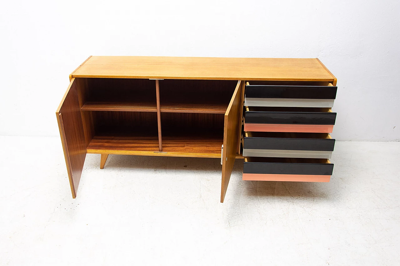 U-460 beech sideboard with coloured drawers by Jirí Jiroutek for Interiér Praha, 1960s 5