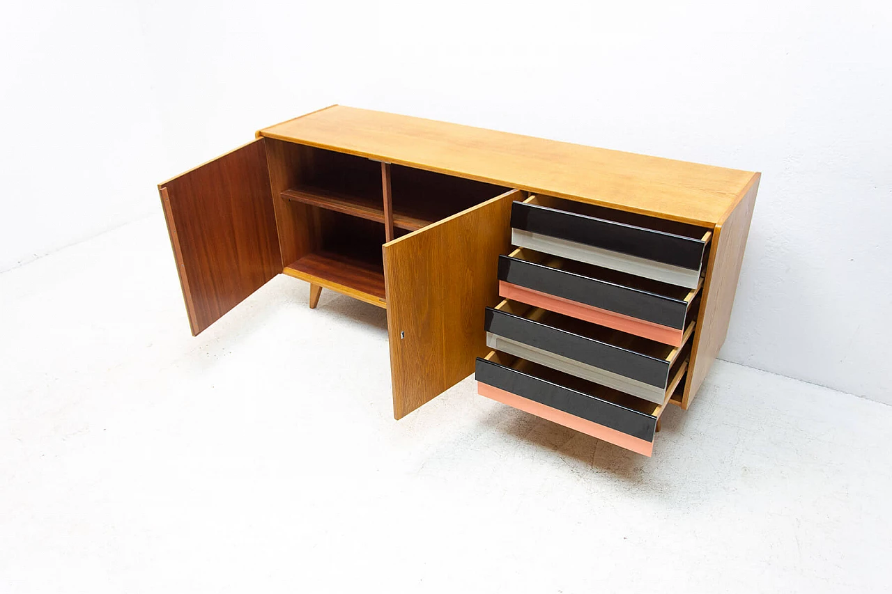 U-460 beech sideboard with coloured drawers by Jirí Jiroutek for Interiér Praha, 1960s 6