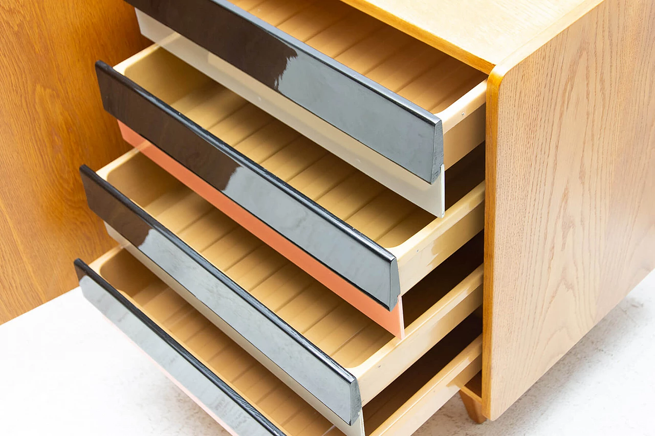 U-460 beech sideboard with coloured drawers by Jirí Jiroutek for Interiér Praha, 1960s 7