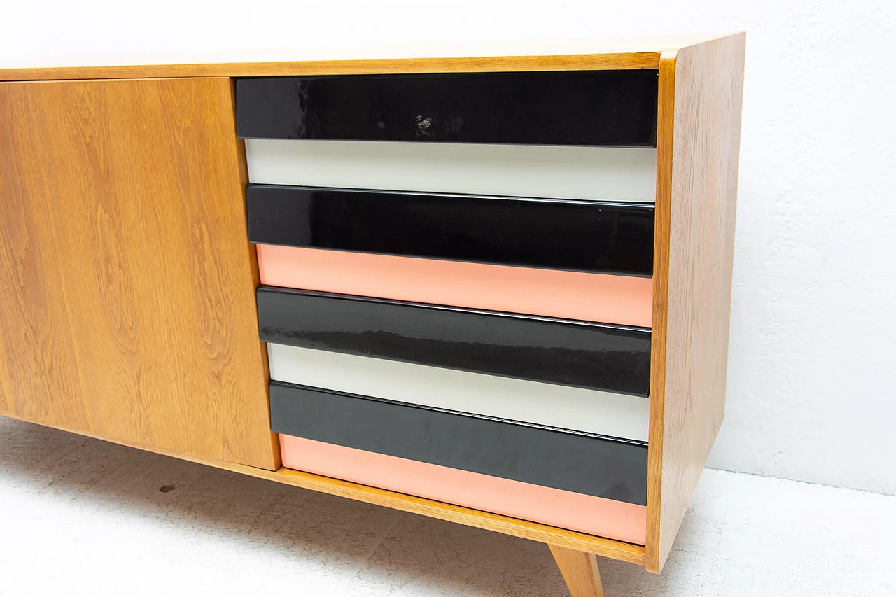 U-460 beech sideboard with coloured drawers by Jirí Jiroutek for Interiér Praha, 1960s 9