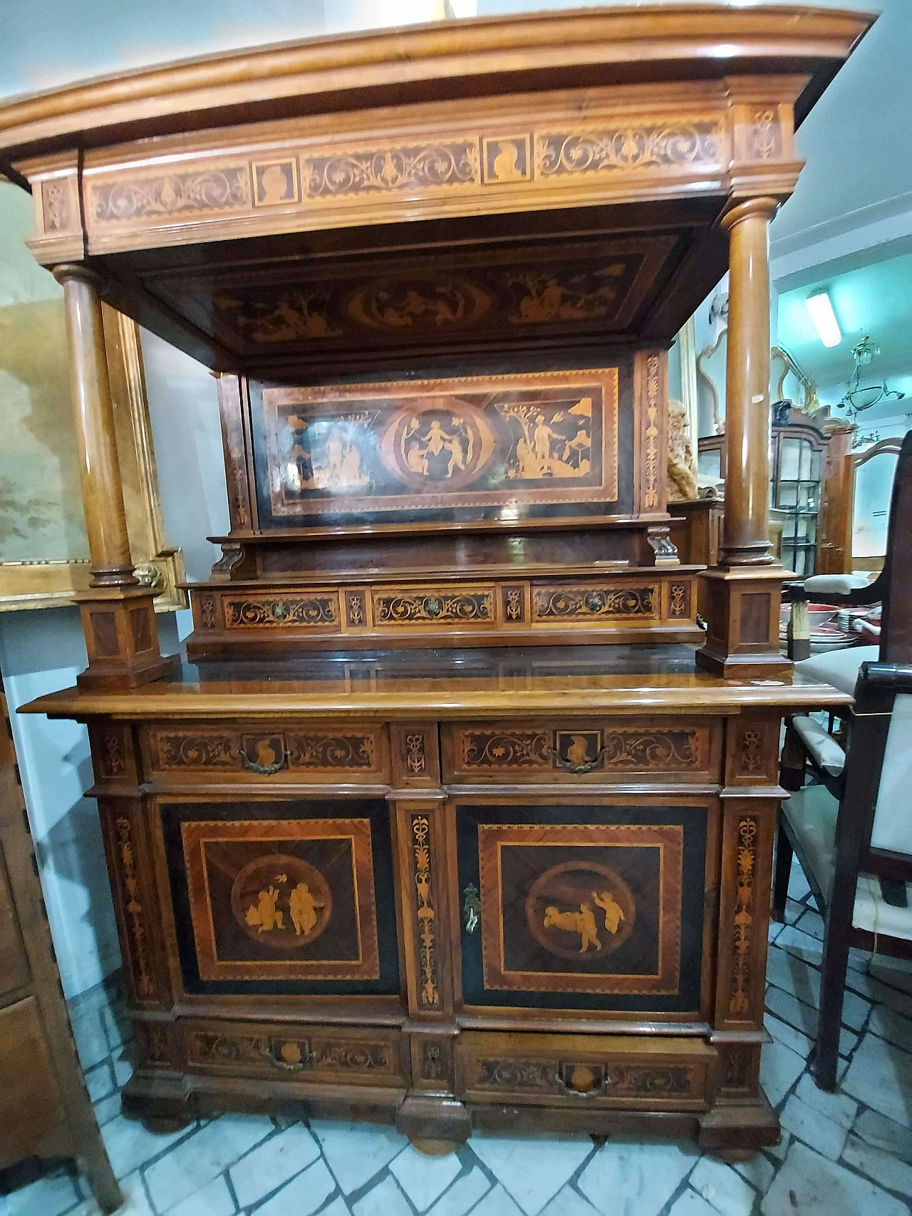 Credenza in palissandro intarsiata nello stile di Giuseppe Maggiolini, '800 1