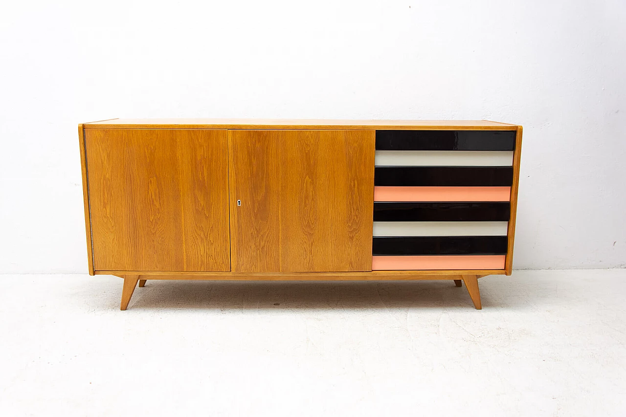 U-460 beech sideboard with coloured drawers by Jirí Jiroutek for Interiér Praha, 1960s 14