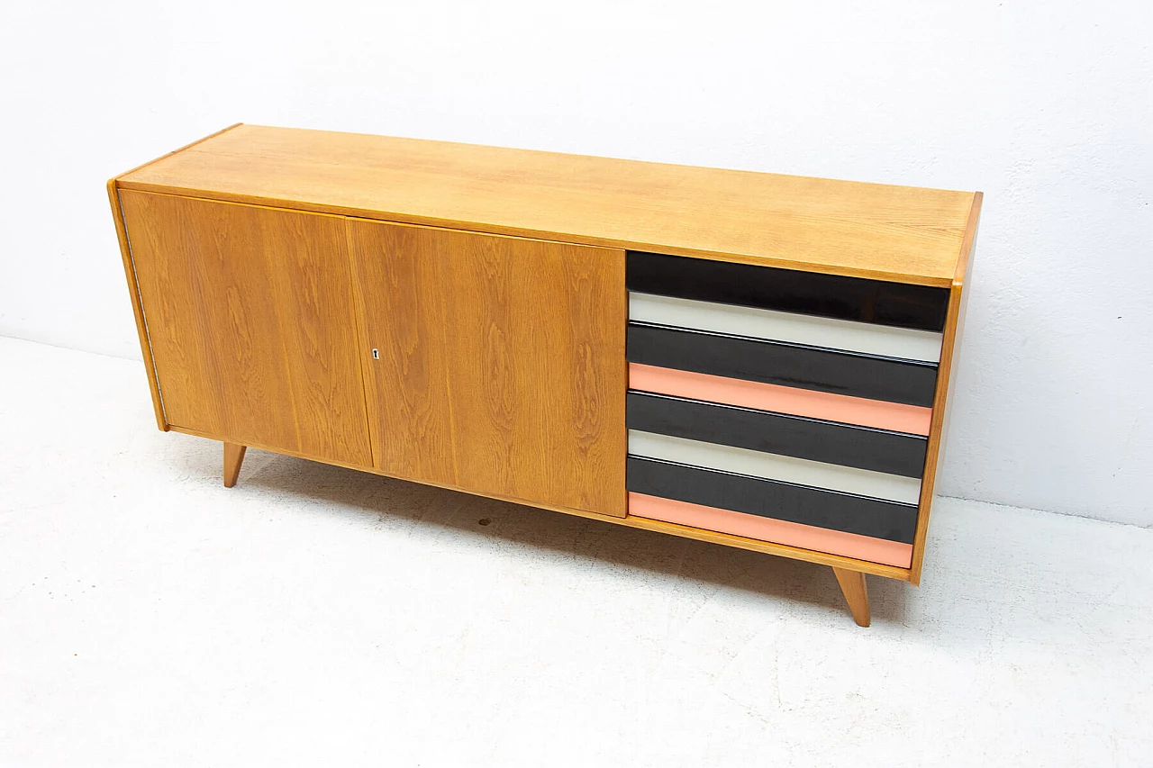 U-460 beech sideboard with coloured drawers by Jirí Jiroutek for Interiér Praha, 1960s 16