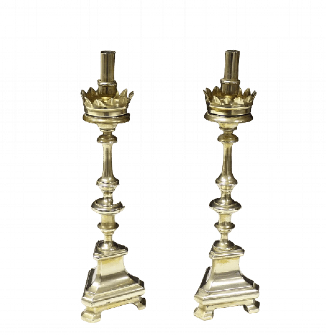 Pair of brass candle holders, early 20th century 9