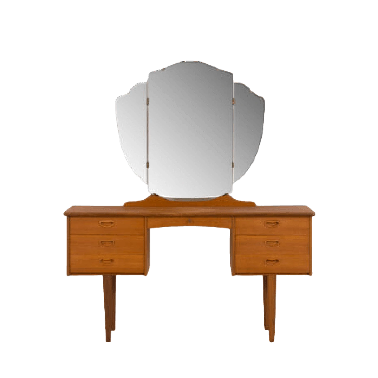 Danish teak vanity table with folding mirror, 1960s 11