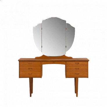 Danish teak vanity table with folding mirror, 1960s