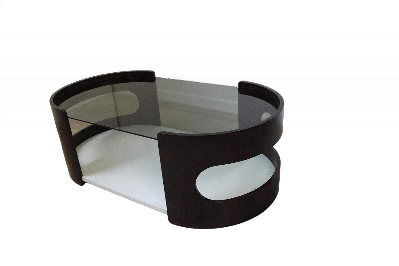 Wood and glass coffee table by Joe Colombo, 1970s 9