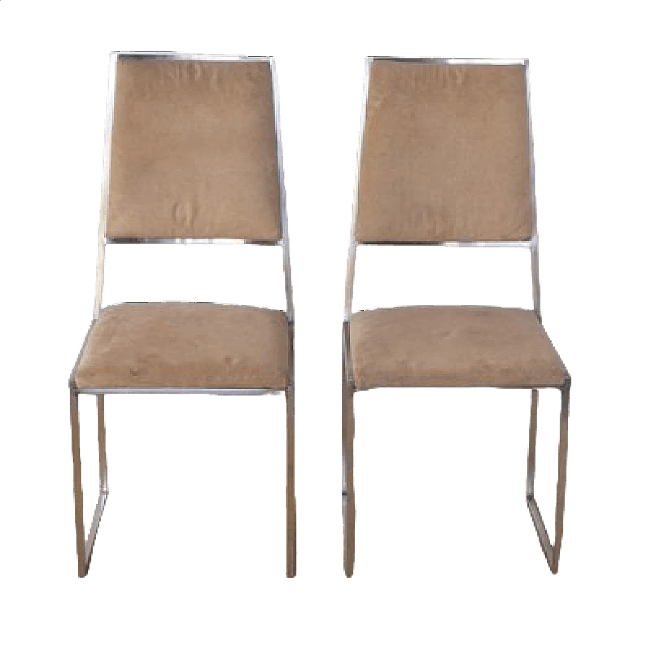 Pair of steel and suede chairs, 1970s 12