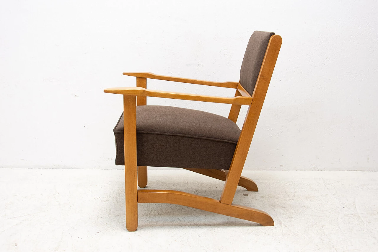 Pair of beech, ash and fabric armchairs, 1970s 15