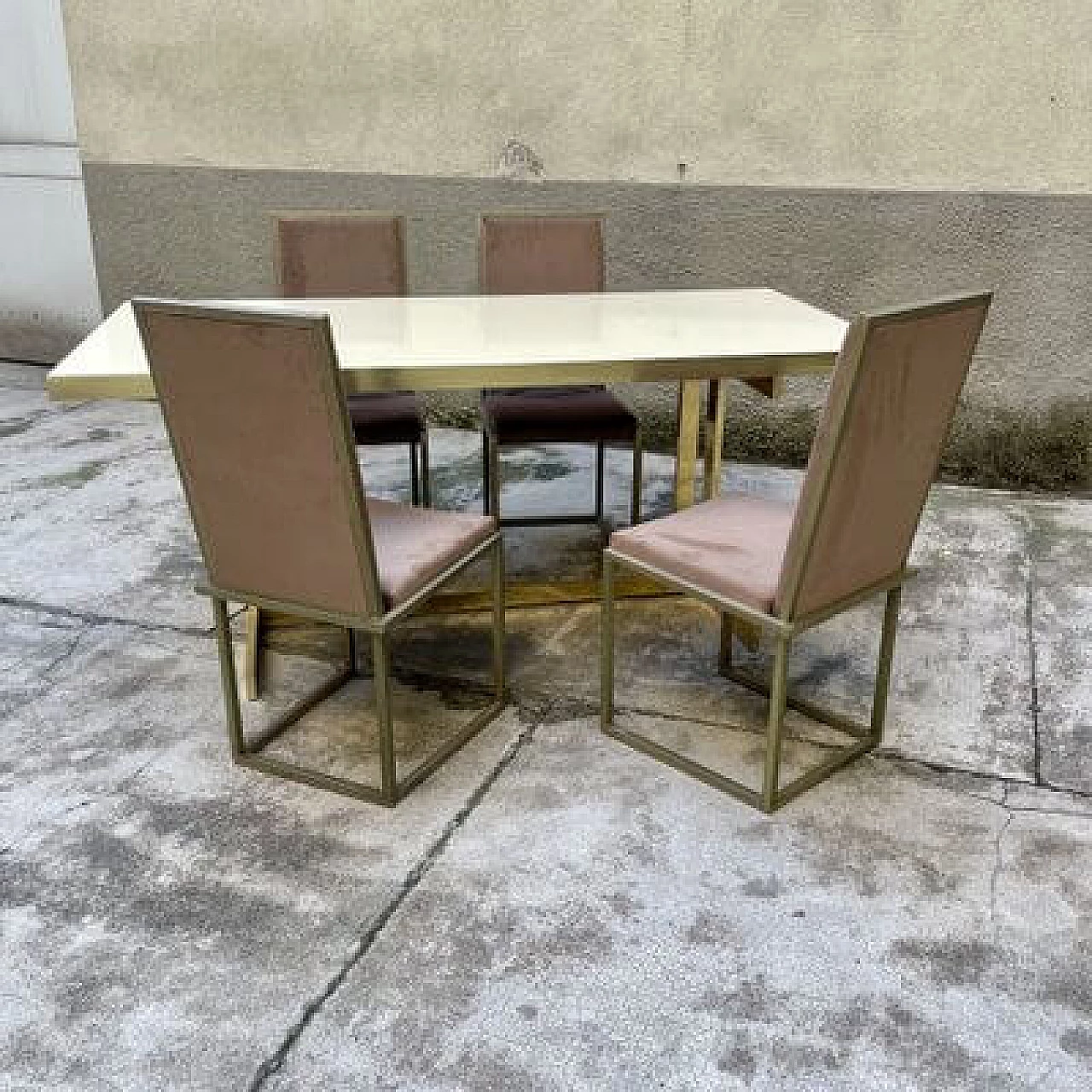 Brass and laminate dining table, 1980s 2