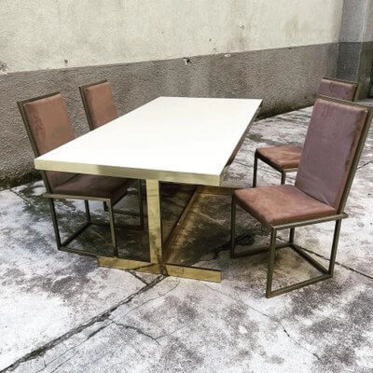 Brass and laminate dining table, 1980s 3