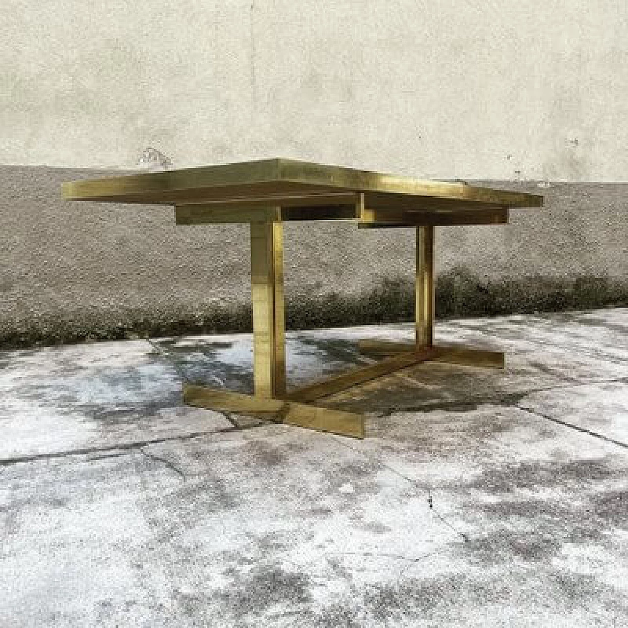 Tavolo da pranzo in ottone e laminato, anni '80 5